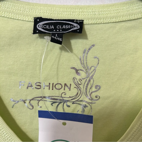 Cecilia Classics Women’s mint green cotton v-neck long sleeve t-shirt tee Size L - Picture 9 of 10